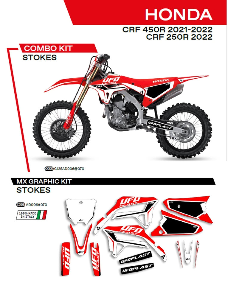 Sticker kit Honda CRF 250 R 22, CRF 450 R 21-22 Stokes color red