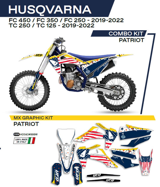 Sticker kit Husqvarna TC 125/250 19-22, FC 250/350/450 19-22 Patriot color OEM (white/blue)
