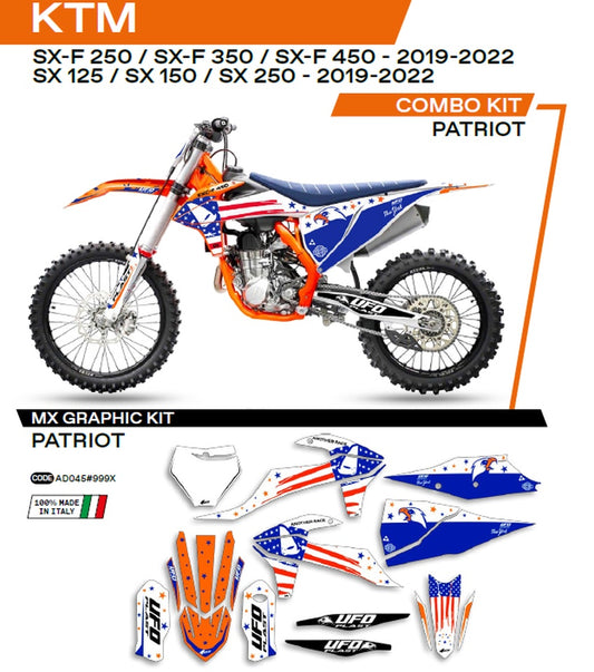 Sticker kit KTM SX/SX-F 125/150/250/350/450 19-22 Patriot color OEM (white/blue)