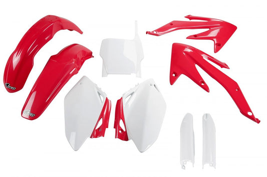 Full plastics kit with fork guards Honda CRF 450 R 05-06 color OEM (red/white) (HO108E999)