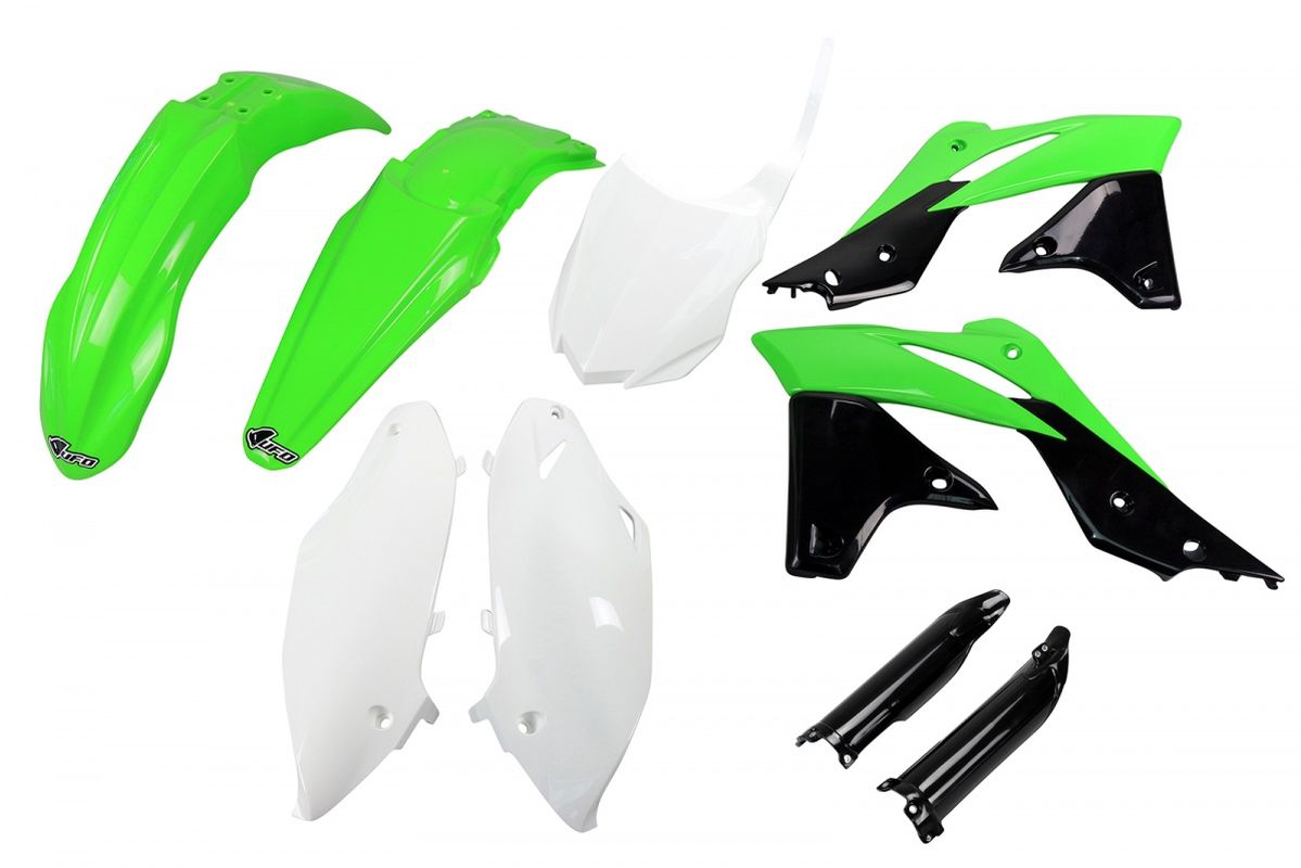 Full plastics kit with fork guards Kawasaki KXF 250 13-16 color OEM 16 (green/white/black) (KA221E999A)