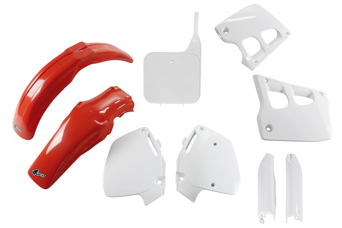 Full plastics kit with fork guards Honda CR 125 91-92, CR 250 90-91 color OEM (red/white) (HO097E999)