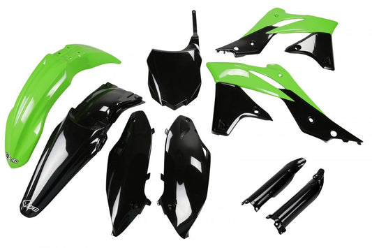 Full plastics kit with fork guards Kawasaki KXF 250 13 color OEM (green/black) (KA219E999)