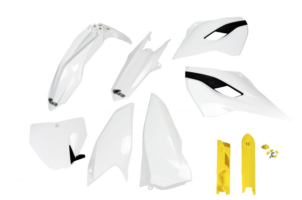 Full plastics kit with fork guards Husqvarna TC/FC 125/250/300/350/450 14-15 color OEM 14 (white) (HU613E999)