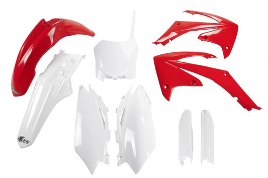 Full plastics kit with fork guards Honda CRF 450 R 09-10, CRF 250 10 color OEM (red/white) (HO113E999)