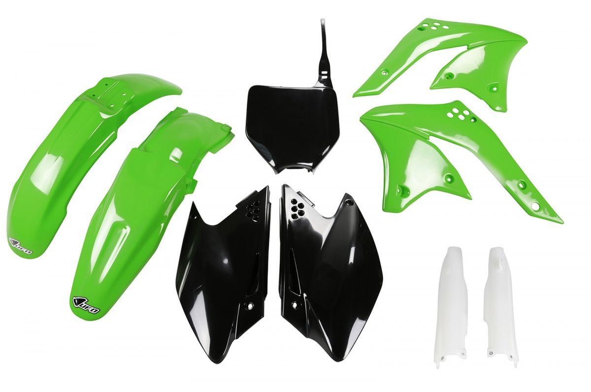 Full plastics kit with fork guards Kawasaki KXF 250 08 color OEM (green/black) (KA210E999)