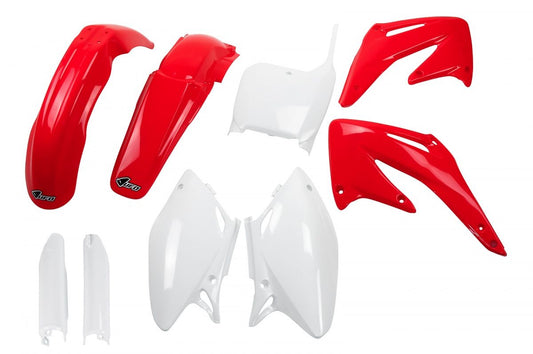 Full plastics kit with fork guards Honda CRF 450 R 02-03 color OEM (red/white) (HO106E999)