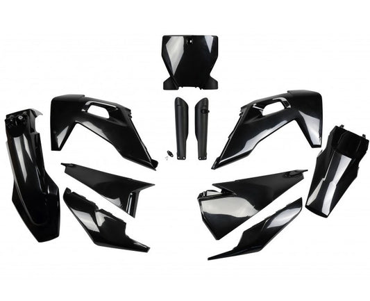 Full plastics kit with fork guards Husqvarna TC 125/250 19-22, FC 250/350/450 19-22 color black (HU622E001)