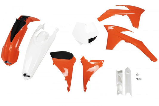 Full plastics kit with fork guards KTM SX-F 11-12, SX 12 color OEM (orange/white) (KT510E999)