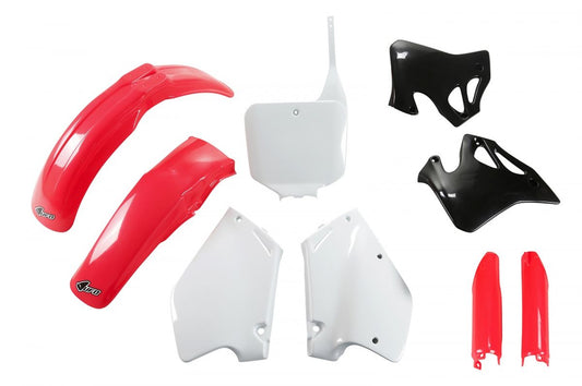 Full plastics kit with fork guards Honda CR 125 95-97, CR 250 95-96 color OEM (red/white/black) (HO095E999)