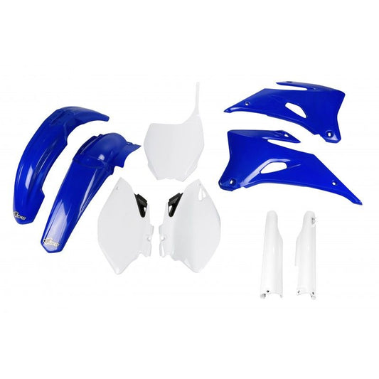 Full plastics kit with fork guards Yamaha YZF 250 06-09, YZF 450 06-09 color OEM (white/blue) (YA305E999)