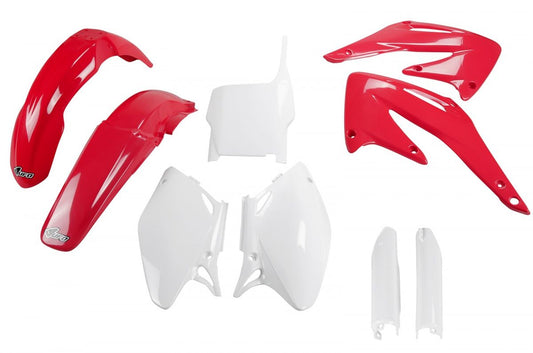 Full plastics kit with fork guards Honda CRF 450 R 04 color OEM (red/white) (HO107E999)