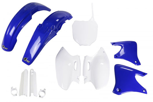 Full plastics kit with fork guards Yamaha YZF 250 01-02 color OEM (white/blue) (YA303E999)