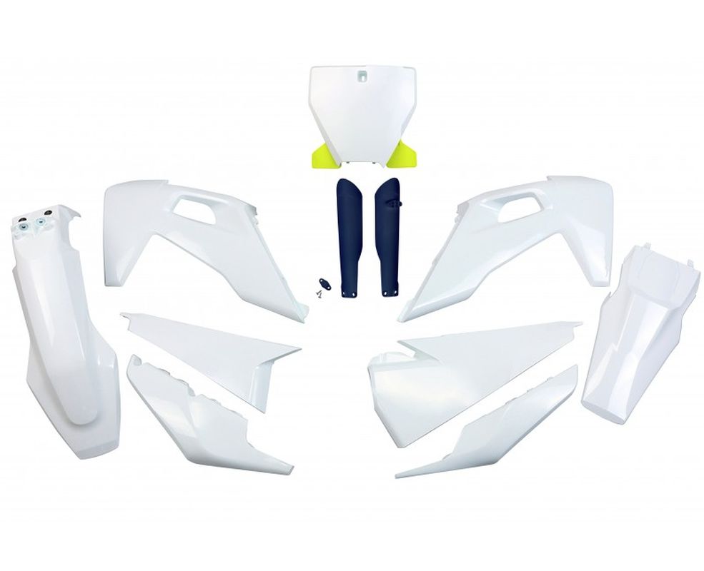 Full plastics kit with fork guards Husqvarna TC 125/250 19-22, FC 250/350/450 19-22 color OEM 22 (white)