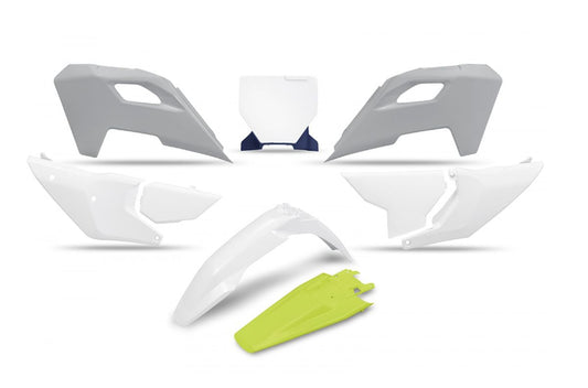 Plastics kit Husqvarna TC 125/250 23-24, FC 250/350/450 23-24, FX 350/450 23-24, TX 300 24 color OEM white, yellow