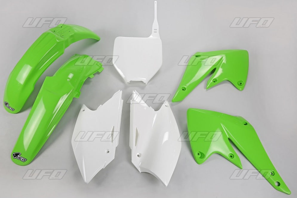Plastics kit Kawasaki KXF 250 04-05 color OEM (green/white) (KA203E999)