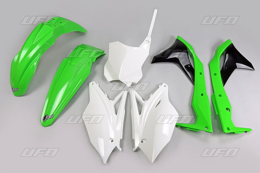 Plastics kit Kawasaki KXF 250 17 color OEM (green/white/black) (KA224E999)