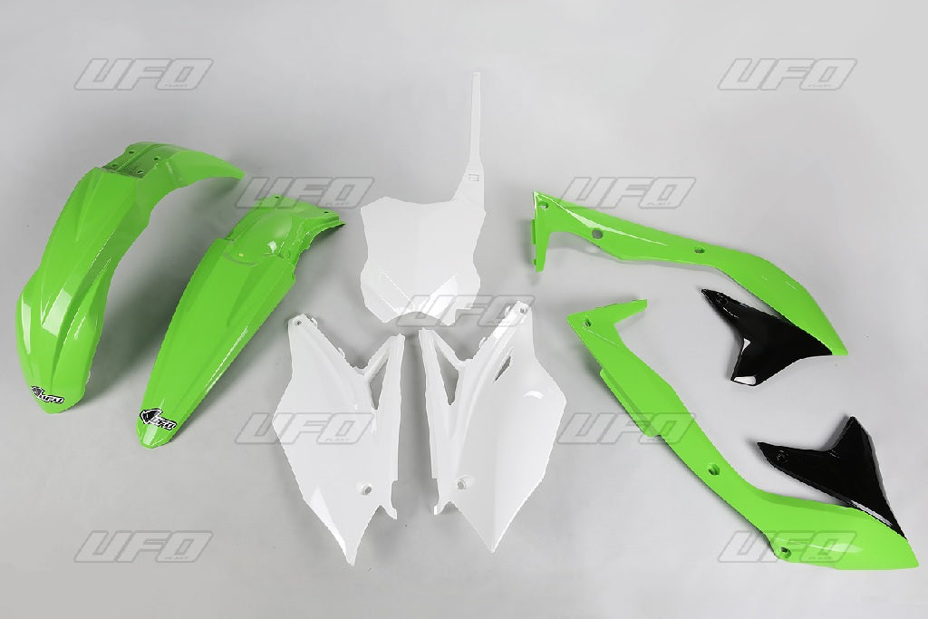 Plastics kit Kawasaki KXF 450 16-17 color OEM (green/white/black) (KA223E999)