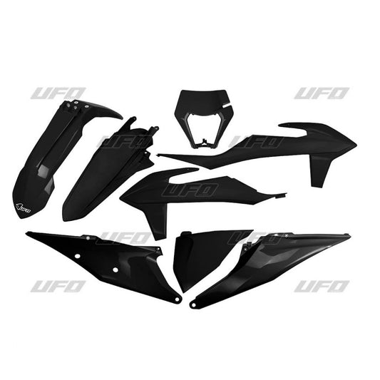 Plastics kit KTM EXC 125 20-21, EXC 250/300 TPI 20-23, EXC-F 250/350/450/500 20-23 with headlight mask color black (KT527E001)