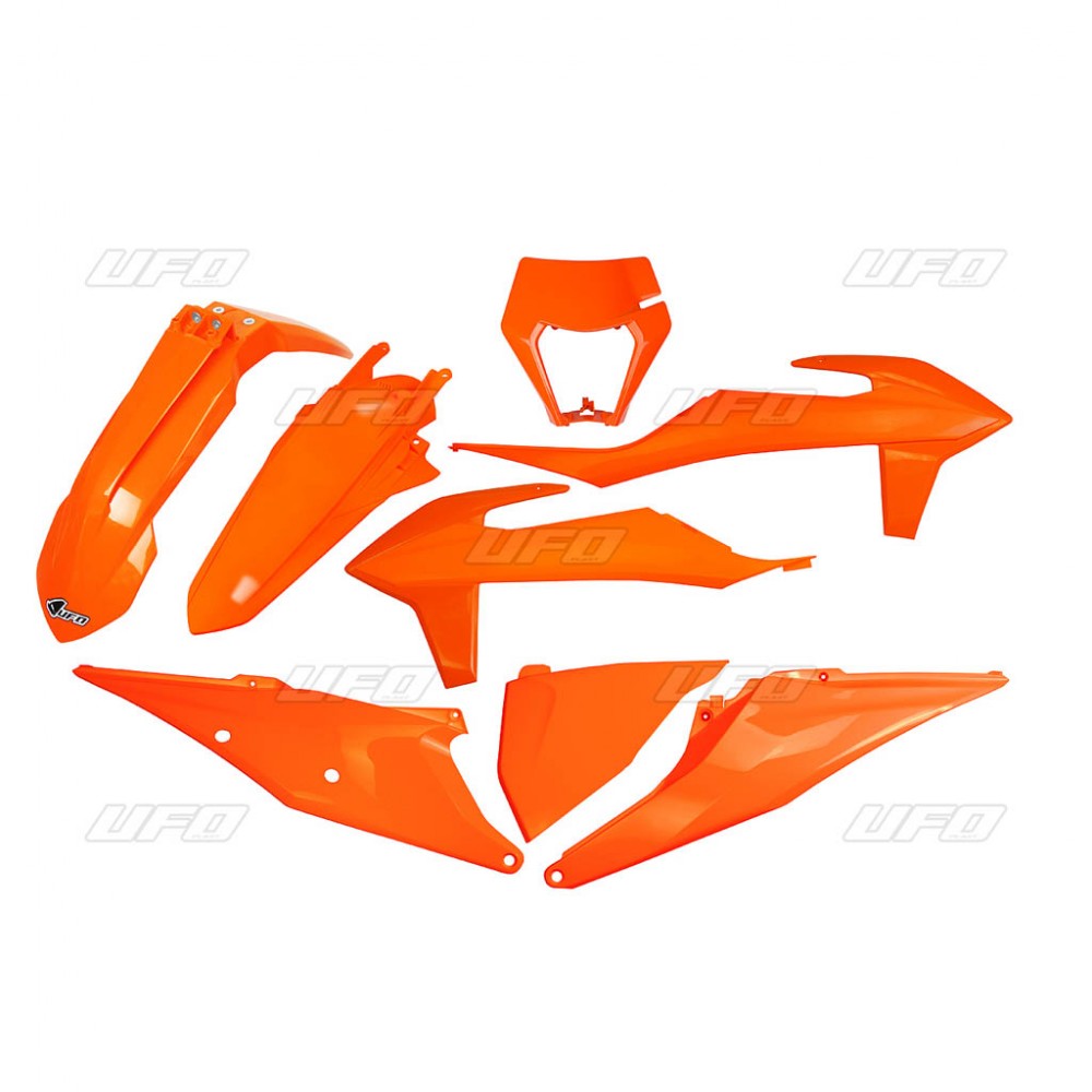 Plastics kit KTM EXC 125 20-21, EXC 250/300 TPI 20-23, EXC-F 250/350/450/500 20-23 with headlight mask color orange (KT527E127)