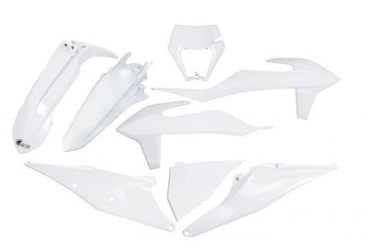 Plastics kit KTM EXC 125 20-21, EXC 250/300 TPI 20-23, EXC-F 250/350/450/500 20-23 with headlight mask color white (KT527E042)