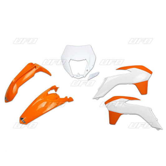 Plastics kit KTM EXC/EXCF 14-16 with headlight mask color OEM 15 (orange/white) (KT524E999W)