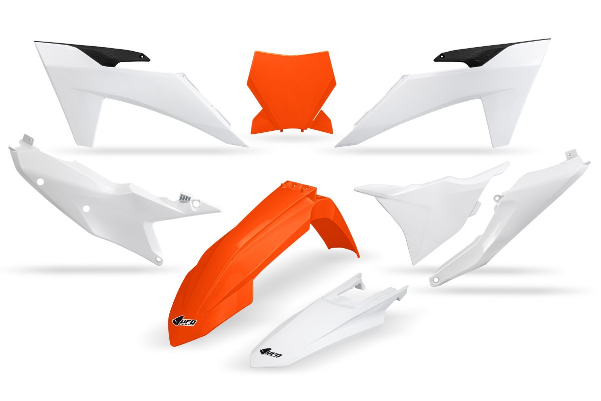 Plastics kit KTM SX 125/250/300 TBI 23-24, SX-F 250/350/450 23-24 color OEM (orange/white)