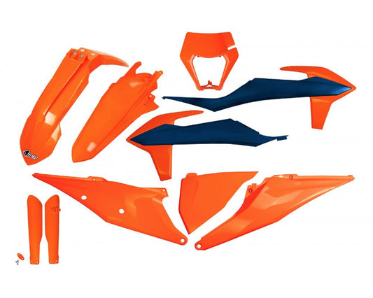 Full plastics kit with fork guards KTM EXC 125 20-21, EXC 250/300 TPI 20-23, EXC-F 250/350/450/500 20-23 color OEM orange