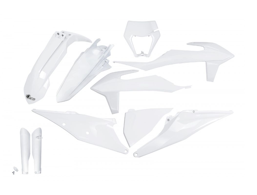 Full plastics kit with fork guards KTM EXC 125 20-21, EXC 250/300 TPI 20-23, EXC-F 250/350/450/500 20-23 color OEM white