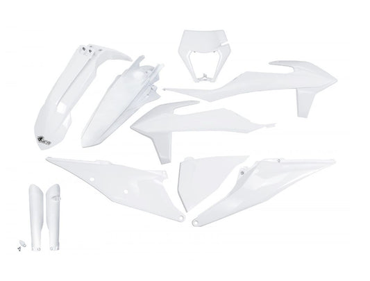 Full plastics kit with fork guards KTM EXC 125 20-21, EXC 250/300 TPI 20-23, EXC-F 250/350/450/500 20-23 color OEM white