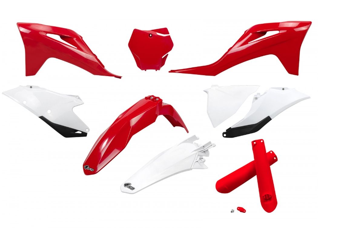 Full plastics kit with fork guards Gas Gas MC 125/250 21-23, EX 250/300 21-23, MC-F/EX-F 250/350/450 21-23 color OEM red/white