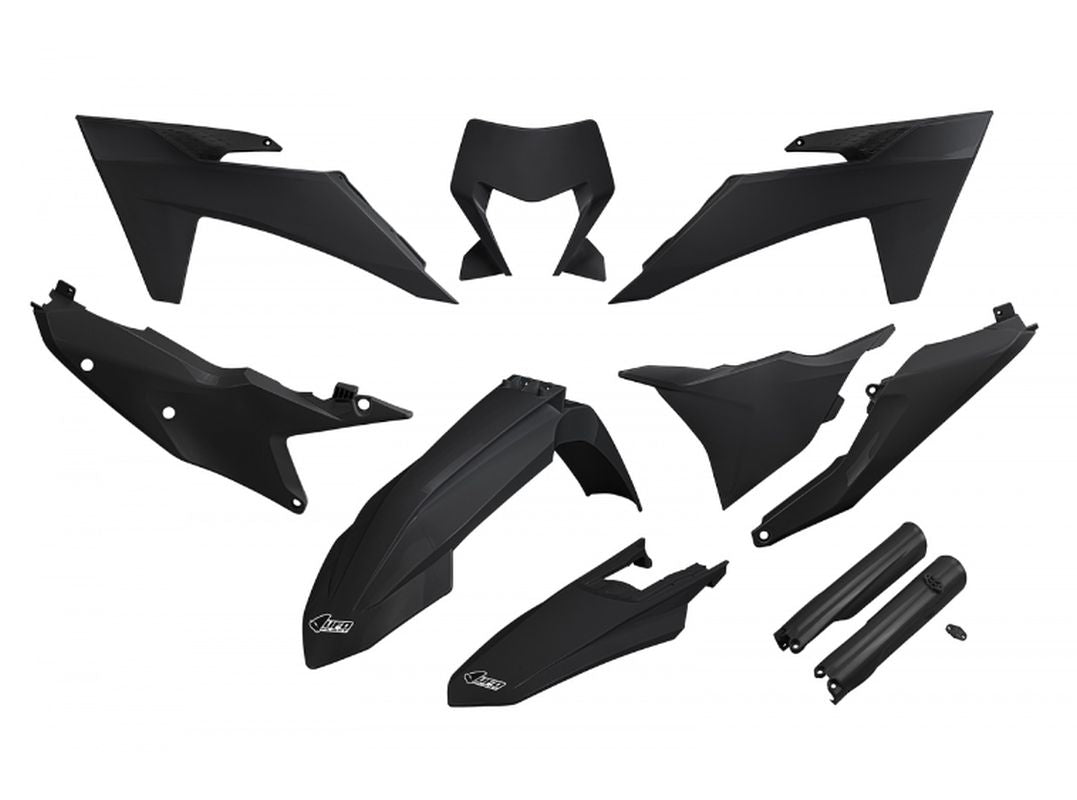 Full plastics kit with fork guards KTM EXC 150/250/300 TBI 24-25, EXC-F 250/350/450/500 24-25 color black