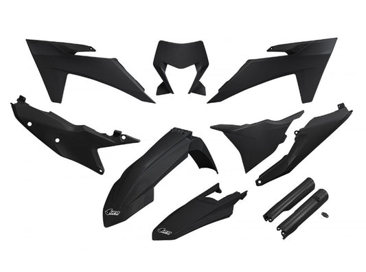 Full plastics kit with fork guards KTM EXC 150/250/300 TBI 24-25, EXC-F 250/350/450/500 24-25 color black