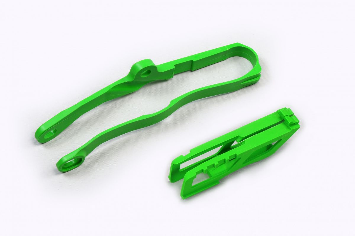 Chain slider + chain guide set Kawasaki KX-F 450 19-25, KX-F 250 21-25 color green