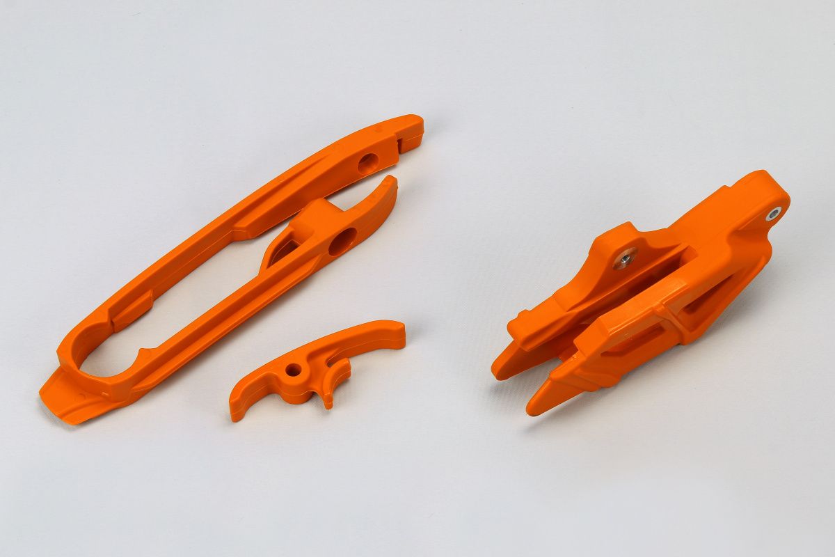 Chain slider (small and large) + chain guide set KTM SX 250, 150, 125, SX-F 450, 350, 250 11-15, SX 250 16 color orange
