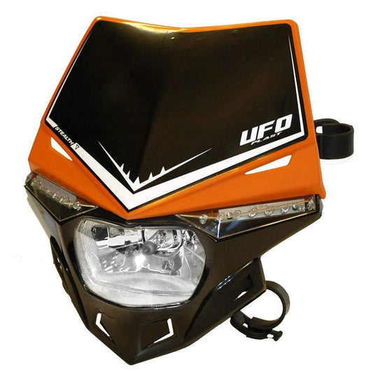 Stealth homologated LED headlight with turn signals color black/orange