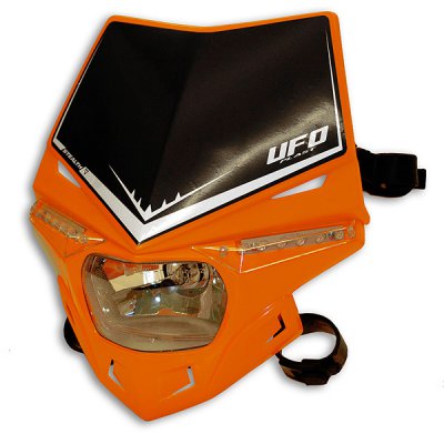 Stealth homologated LED headlight with turn signals color orange/black