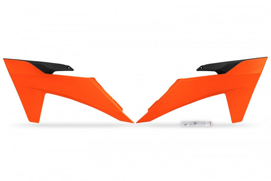 Radiator shrouds KTM SX/SX-F 125/250/300/350/450 F 23-24, EXC/EXC-F 150/250/300/350/450/500 TBI 24-26 color orange fluo