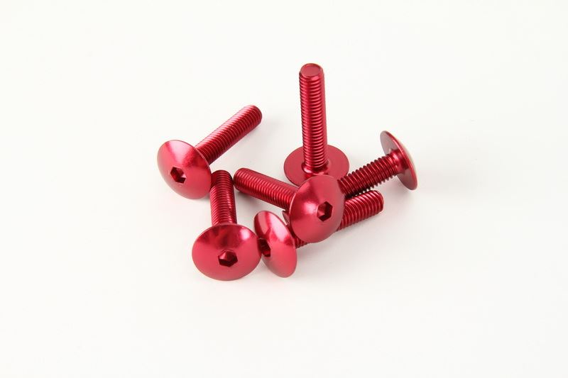 Fairing screw set M6×30 (6 pcs) red (flat Allen) (TA630R)
