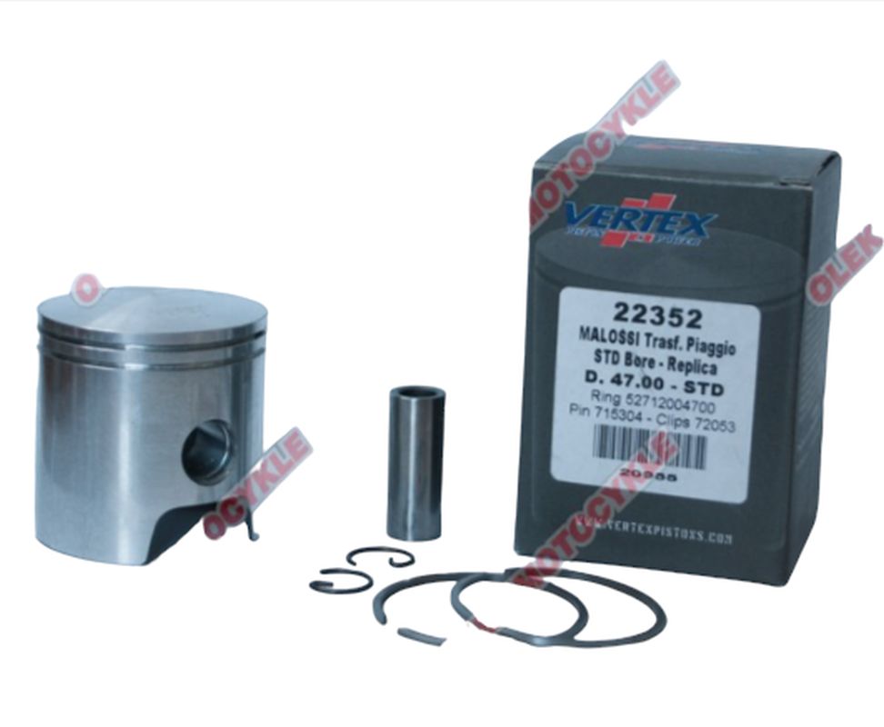 Piston Malossi (Piaggio/Gilera) 47.40 mm +0.40, pin 12 mm (rings 52712004740 x2)