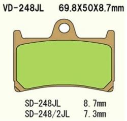 Brake pads KH252 / KH380 sintered metal (gold) Yamaha FZ6, R6, R1, FJR front (Made in Japan)