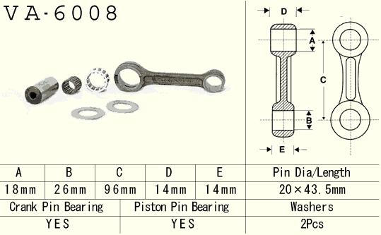 Connecting rod Yamaha YZ 80 93-01, YZ 85 02-18 (VA6008) (Made in Japan)