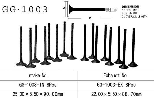 Intake valve Honda CB 750F 79-83, CB 750K 79-82 (DOHC) (OEM: 14711-422-000) (1 pc) (Made in Japan)