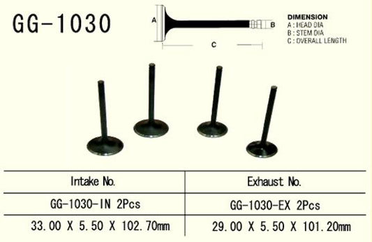 Intake valve Honda TRX 400 EX 99-08, XR 400 96-06, TRX 500 FGA/FPA 04-14 (2 per vehicle) (OEM: 14711-HN2-000, 14711-KCY-000) (1 pc) (Made in Japan)