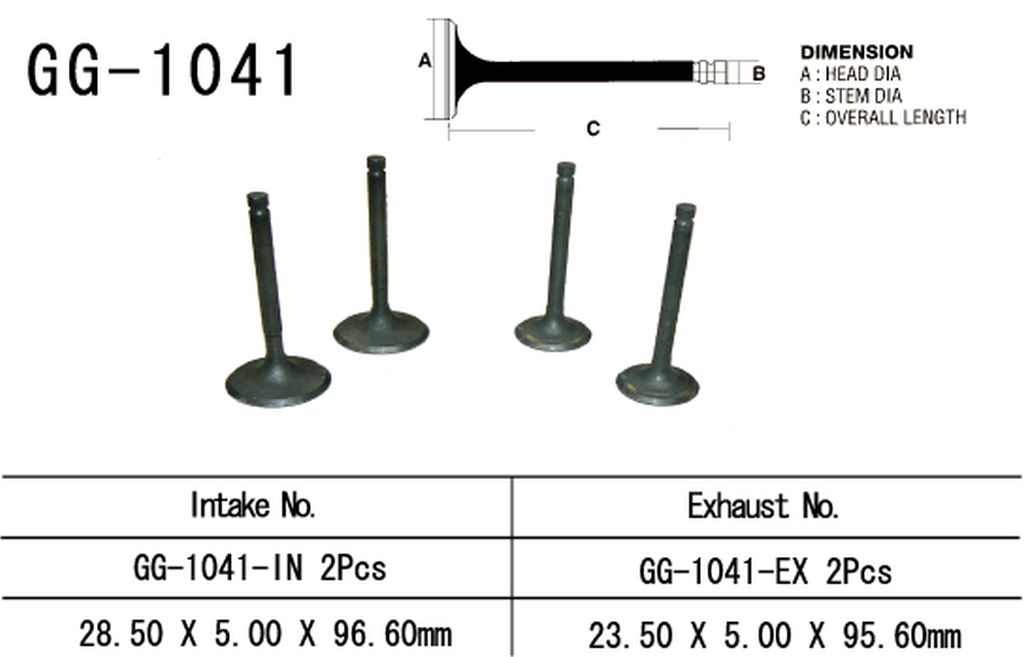 Intake valve Honda XR 250R 96-04 (2 per vehicle) 28.5 x 5.0 x 95.6 mm (OEM: 14711-KCZ-000) (1 pc) (Made in Japan)