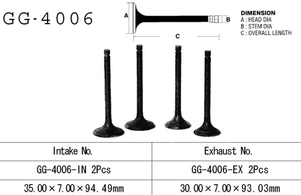 Intake valve Kawasaki KZ 400 78-79 (OEM: 12004-1001) (1 pc) (Made in Japan)