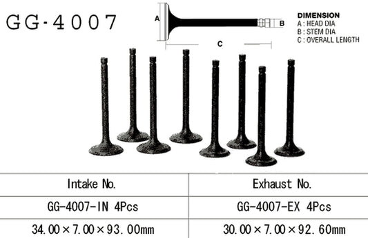 Intake valve Kawasaki KZ 650 81-83, KZ 750 80-82 (OEM: 12004-1007) (1 pc) (Made in Japan)