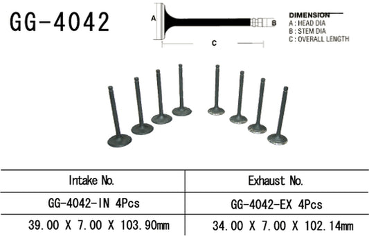 Intake valve Kawasaki ZR 1100 Zephyr (OEM: 12004-1107) (1 pc) (Made in Japan)