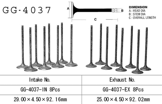 Intake valve Kawasaki ZX-9R 94-97, ZXR 750L 94-95 (OEM: 12004-1112) (1 pc) (Made in Japan)