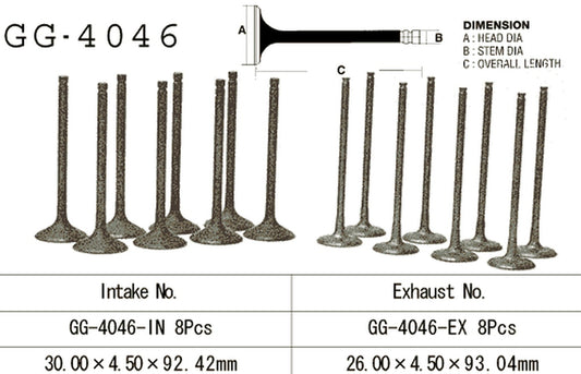 Intake valve Kawasaki ZX-9R 98-03, Z 1000A 03-05 (OEM: 12004-1132) (1 pc) (Made in Japan)